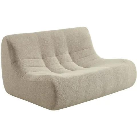 sweeek Chauffeuse compressée bouclette texturée 2 places beige 137x72x105cm – image 1