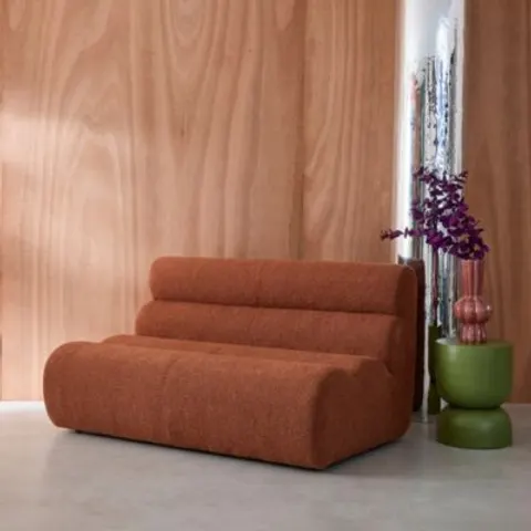 sweeek Chauffeuse bouclette texturée 2 places terracotta Rouge 162x75x99cm – image 1