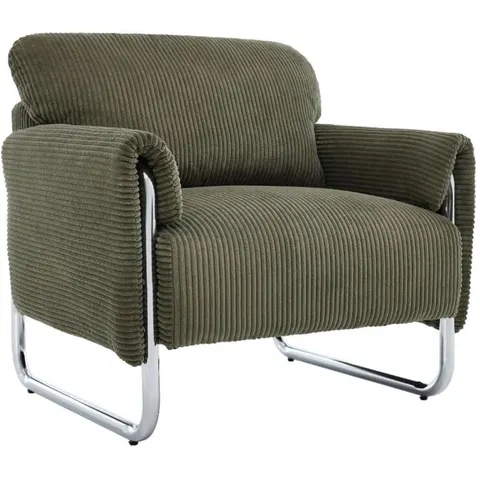 sweeek - Fauteuil van corduroy met chromen frame - vintage – 540791 – afbeelding 1