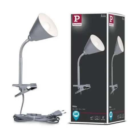 PAULMANN PLM 95432 - Clip-on light Vitis, E14, flexible, gray – image 1