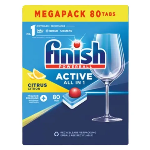 Finish Active All-in-1 Citrus Dishwasher Tablets – 80 Pcs – image 1