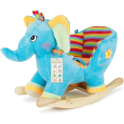 Bieco Plüsch Schaukeltier Elefant – blau – Bild 1
