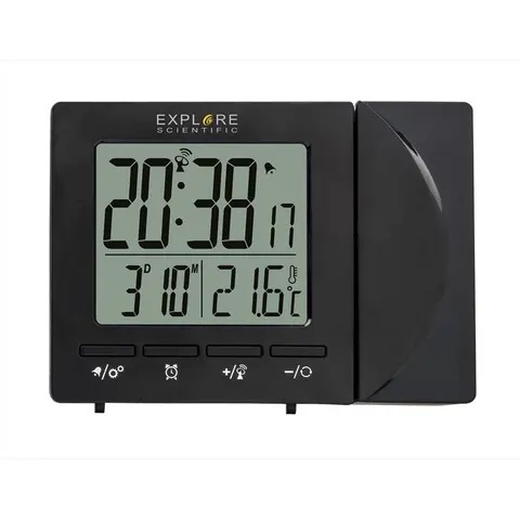 Explore Scientific RDP1001 digitale projectiewekker | Groot display | Dag - Datum aanduiding | Thermometer | Zwart – afbeelding 1