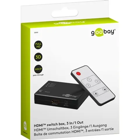 Goobay HDMI Schakelkast - 3in/1out – afbeelding 1