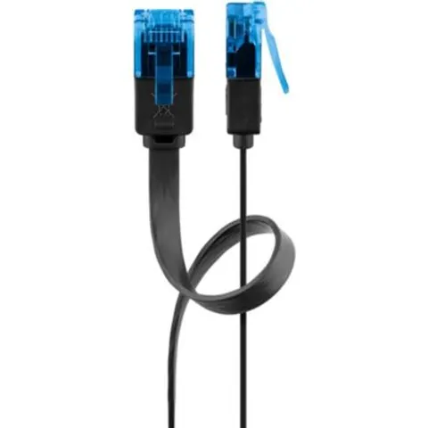 GOOBAY 96312 - Cable plano Cat.6a negro 1 m – imagen 1
