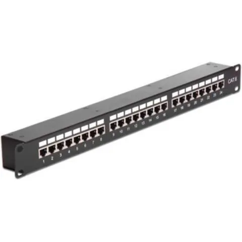 DELOCK 19" Patchpanel 24-Port Cat6 geschirmt schwarz – Bild 1