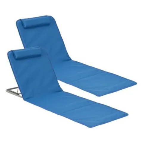 Strandmat Donostia met rugleuning set van 2 blauw – afbeelding 1