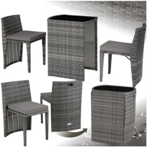 Tectake Conjunto de ratán y aluminio, gris – imagen 1