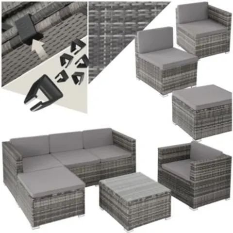 Tectake Conjunto de ratán, gris – imagen 1