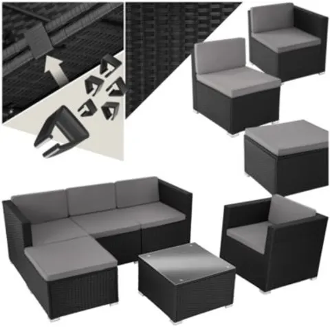 Tectake Conjunto de ratán, negro – imagen 1