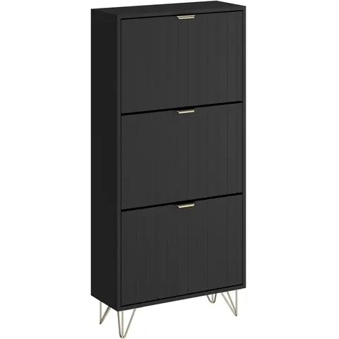 Vicco Armoire à chaussures Noir 60x128.5cm 3 compartiments – image 1