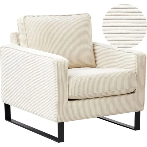 VIND - Fauteuil - Lichtbeige - Corduroy – afbeelding 1