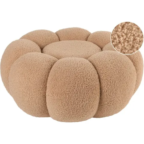 BEAUFORT - Poef - Lichtbruin - Bouclé – afbeelding 1