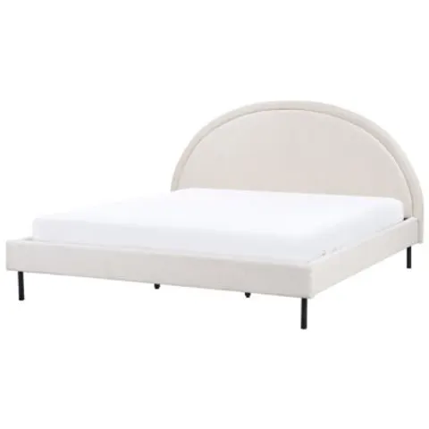 MARGUT - Bed - Lichtbeige - 180 x 200 cm - Polyester – afbeelding 1