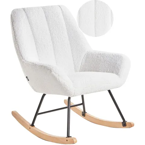 KINNO - Schommelstoel - Off-white - Bouclé – afbeelding 1