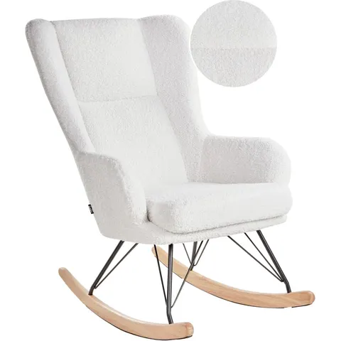LUOMA - Schommelstoel - Off-white - Bouclé – afbeelding 1