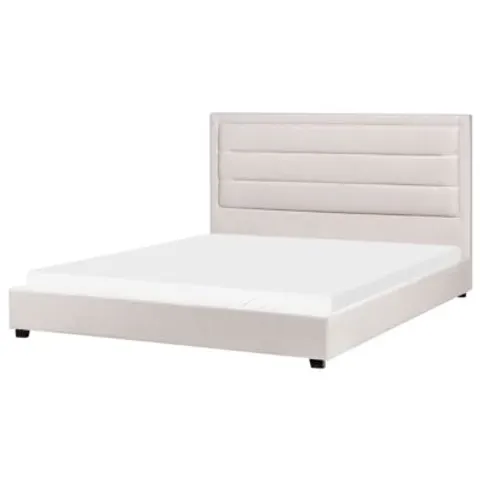 ROUEN - Bed - Lichtbeige - 180 x 200 cm - Polyester – afbeelding 1