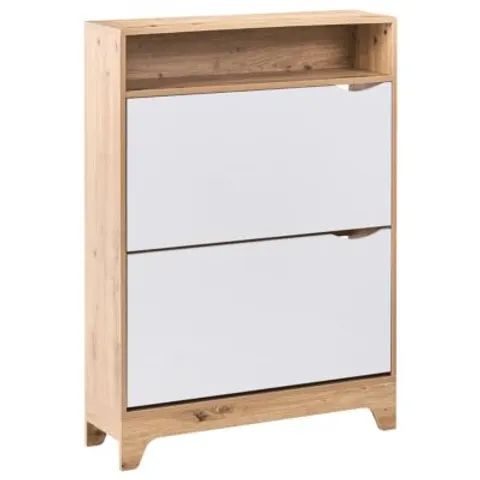 GATTON - Schoenenkast - Wit/Lichtbruin - MDF – afbeelding 1