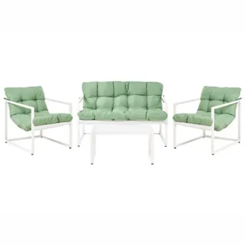 GARDA - Loungeset - Groen/Wit - Staal – afbeelding 1