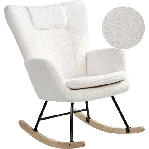 SANDVE - Schommelstoel - Wit - Bouclé – afbeelding 1