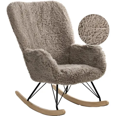 AKRA - Schommelstoel - Taupe - Kunstbont – afbeelding 1
