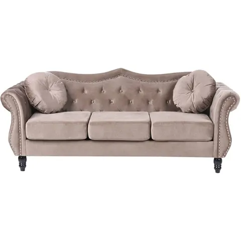 SKIEN - Driezitsbank - Taupe - Fluweel – afbeelding 1