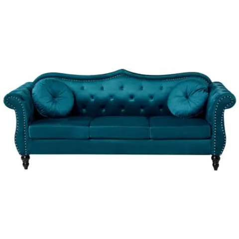 SKIEN - Driezitsbank - Groenblauw - Fluweel – afbeelding 1