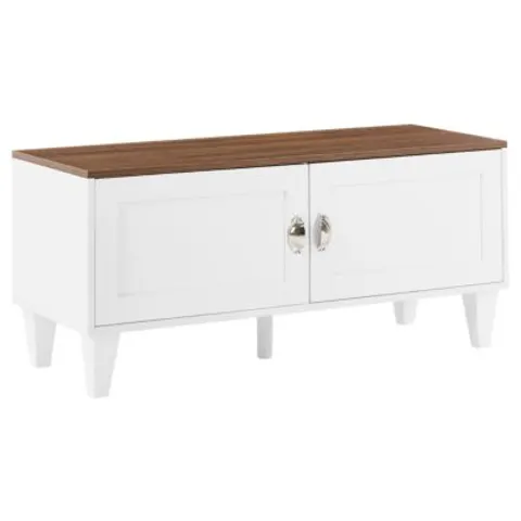 QUEBEC - Schoenenkast - Wit/Donkerbruin - MDF – afbeelding 1