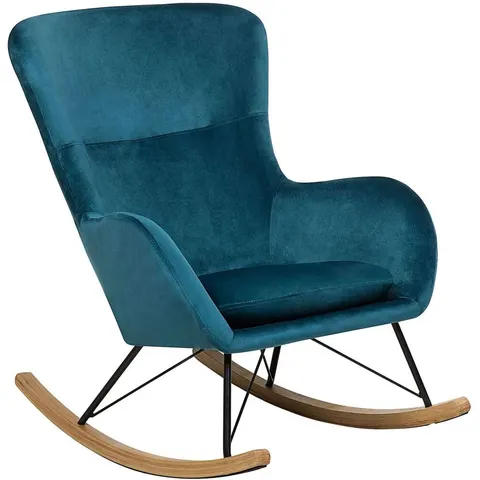 ELLAN - Schommelstoel - Groenblauw - Fluweel – afbeelding 1