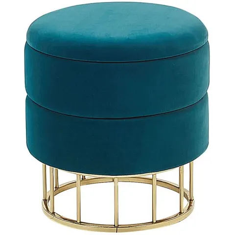 ELGIN - Poef - Blauwgroen - 37 cm - Fluweel – afbeelding 1
