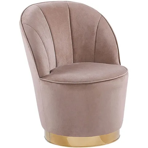 ALBY - Fauteuil - Lichtbeige - Fluweel – afbeelding 1