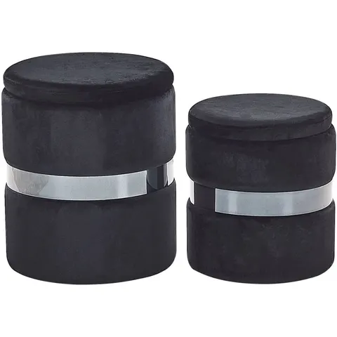 DORIS - Poef - Zwart - Fluweel – afbeelding 1