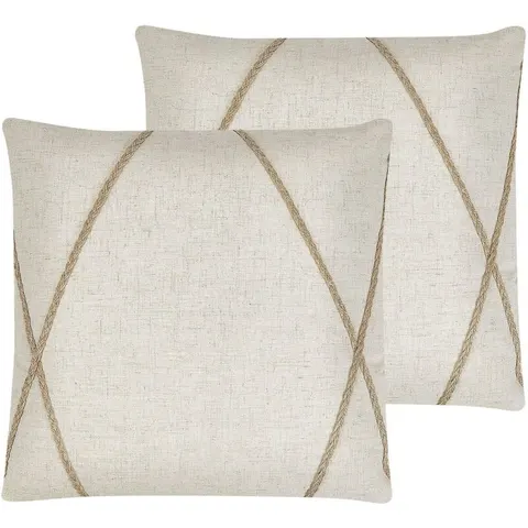 LICUALA - Sierkussen set van 2 - Beige - 45 x 45 cm - Polyester – afbeelding 1