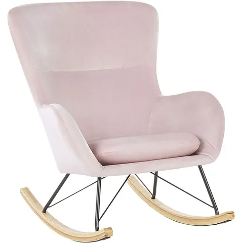ELLAN - Schommelstoel - Roze - Fluweel – afbeelding 1