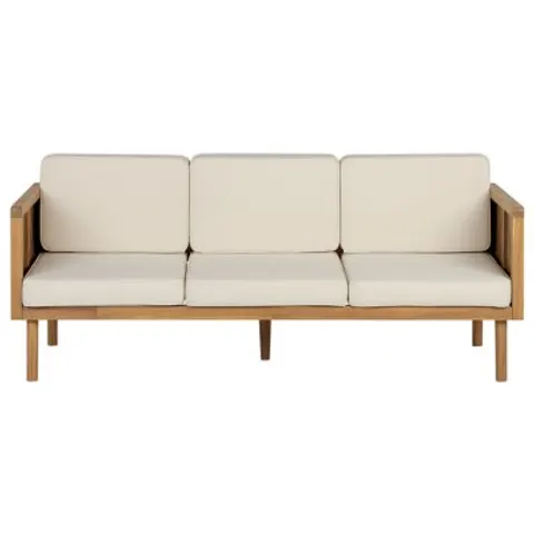 BARATTI - Driezitsbank - Lichtbeige - Acaciahout – afbeelding 1