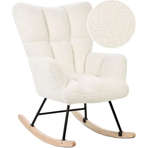 OULU - Schommelstoel - Wit - Bouclé – afbeelding 1