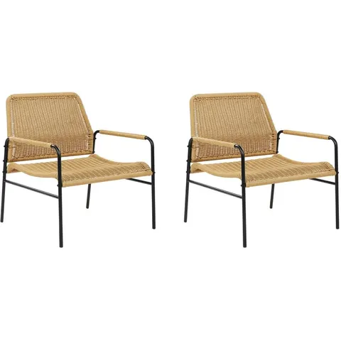 PRASIMO - Tuinstoel set van 2 - Naturel - PE Rotan – afbeelding 1