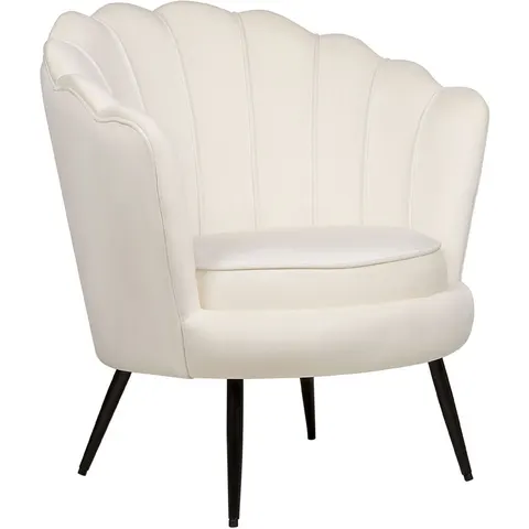 LOVIKKA - Fauteuil - Gebroken wit - Fluweel – afbeelding 1