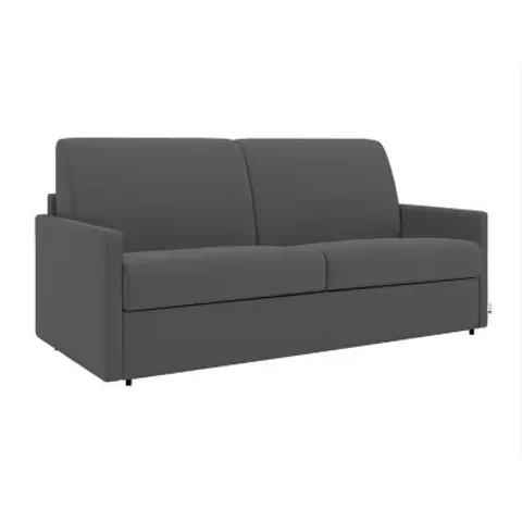vente-unique.com Canapé convertible polyester 2 places gris 150x85x223cm – image 1