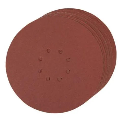 Silverline Hook & Loop Discs Punched 225mm 10pk - High Quality Abrasive Sanding Discs for Power Tools – image 1