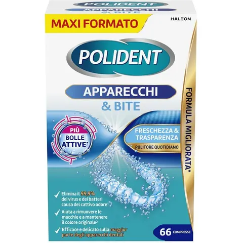 HALEON ITALY Srl Polident Apparecchi & Bite, 66 Compresse – immagine 1