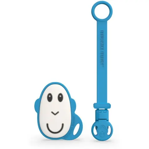 Matchstick Monkey Flat Face Teether & Soother Clip Gift Set voor Kinderen Blue – afbeelding 1