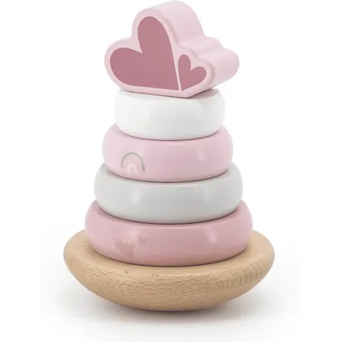 Label Torre de Anillos Apilables de Madera - Rosa – imagen 1