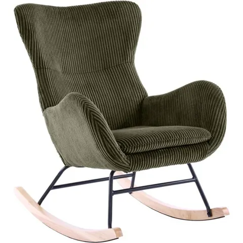 Rocking-chair en velours côtelé vert - Béa – image 1
