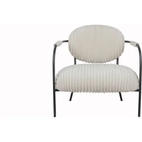 Fauteuil en velours côtelé beige - Léon – image 1