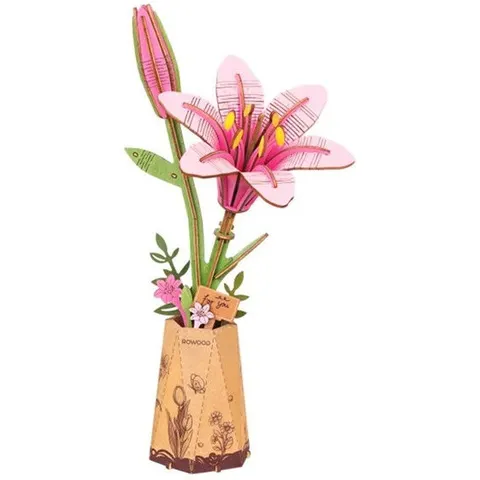 Puzzle 3D en bois Pink Lily - Rowood – image 1