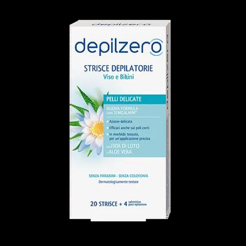 Depilzero Strisce Depilatorie Viso e Bikini 20 Pezzi + 4 Salviette – immagine 1