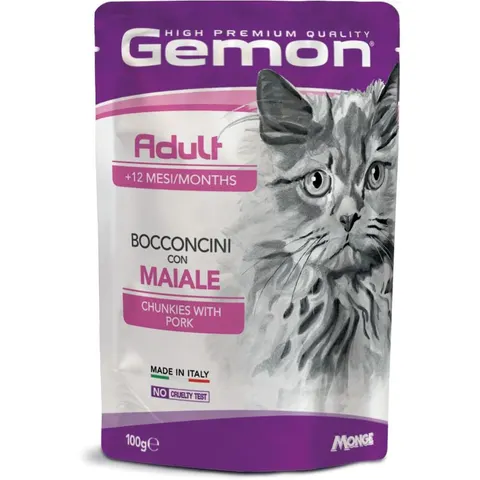 Monge & C. Gemon Cat Ad Bocc Maiale100g – immagine 1