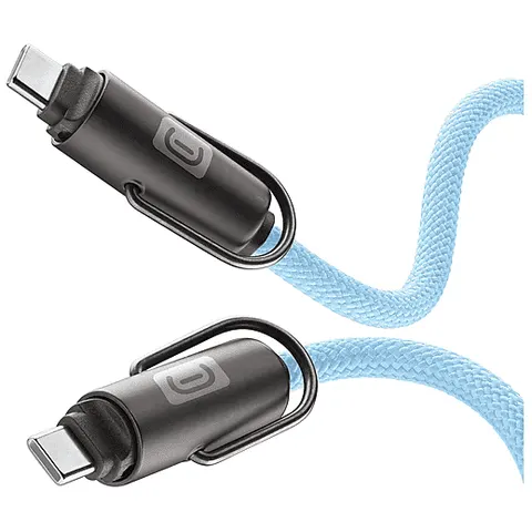Cellularline USBDATALACEC2CB USB-kabel 1,2 m USB C 60 W Blauw – afbeelding 1