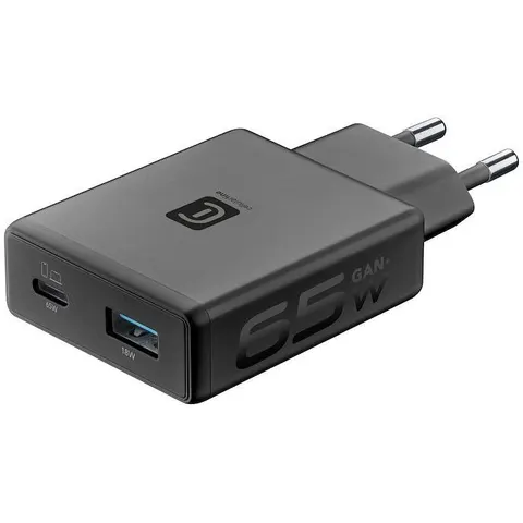 Cellular Line Caricatore Dual USB A +C 65W Nero – immagine 1
